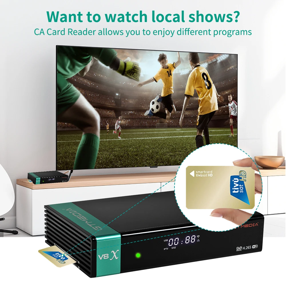 Приемник спутникового телевидения GTMEDIA V8X DVB S2 IPTV HEVC H.265 рецептор для