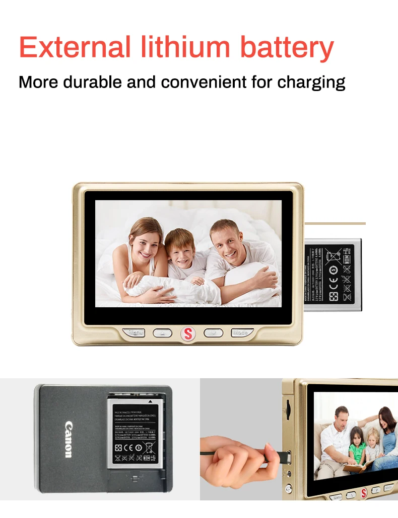 Цифровой дверной глазок Saful беспроводной с датчиком движения запись видео