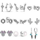 Серьги-гвоздики Асимметричные в форме сердца и кактуса