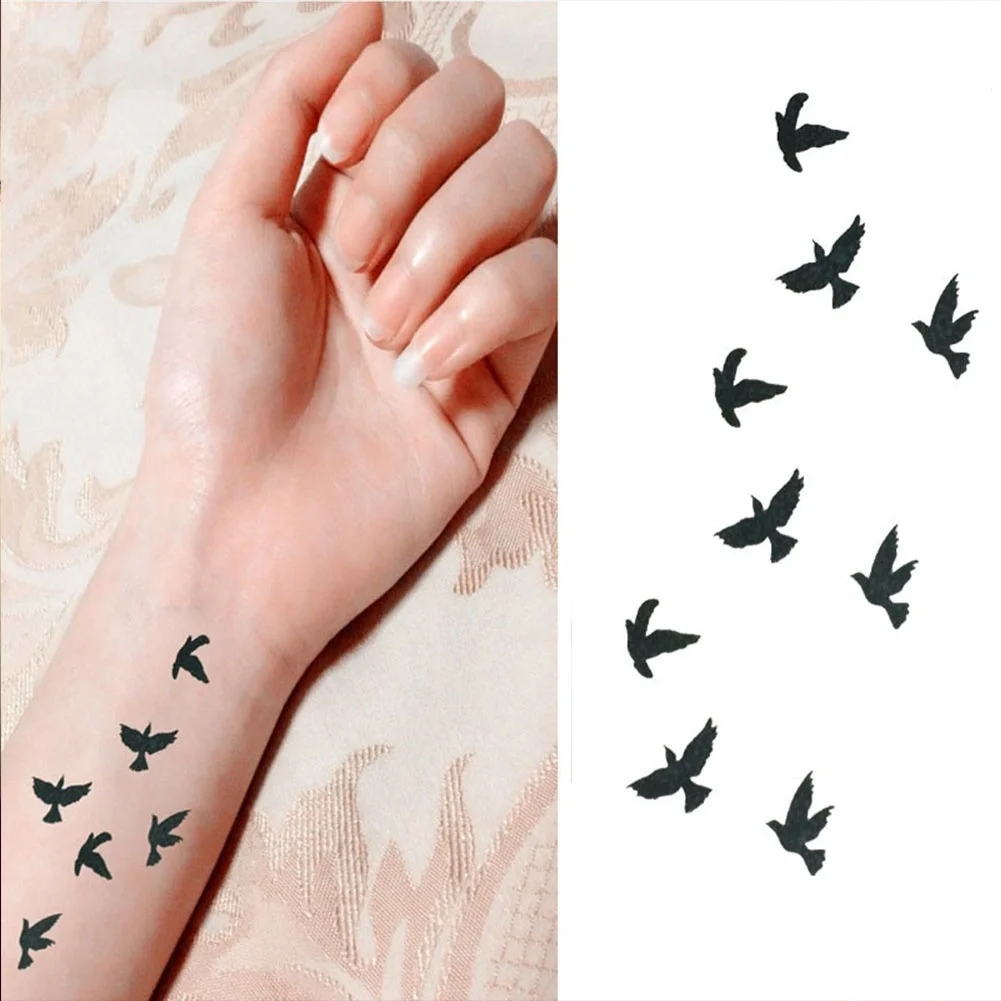 1 Paquet Tatouage Temporaire Peau Tatto Oiseaux Autocollant Sticker De Tatouage Poignet Temporary Tattoos Aliexpress