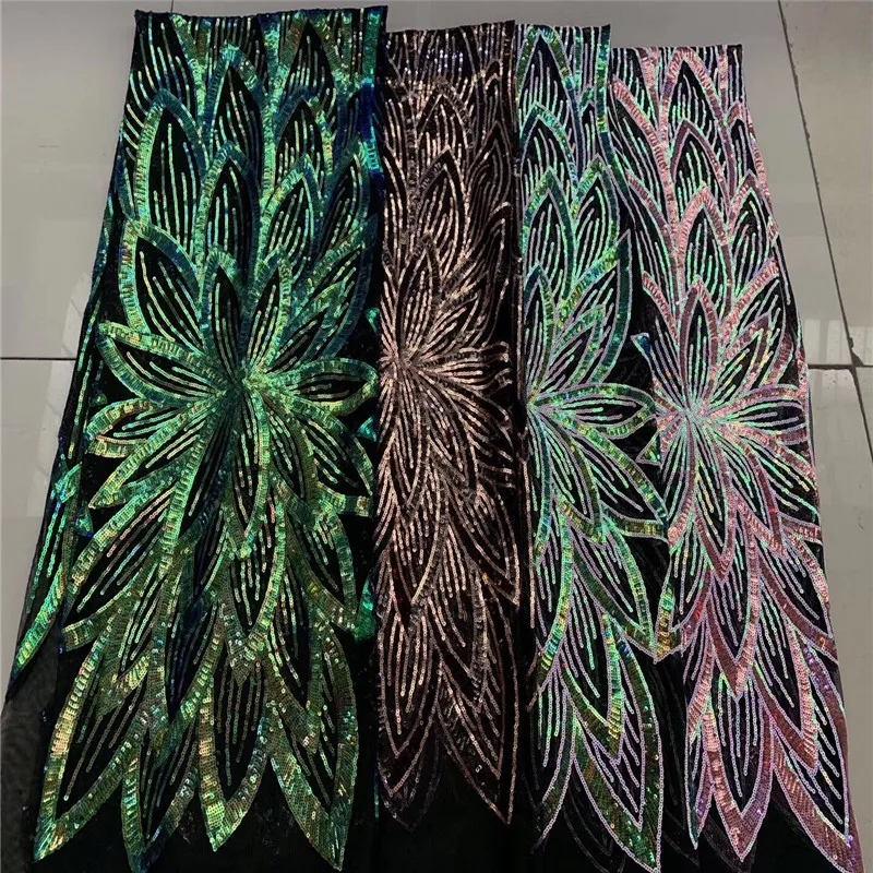Оптовая продажа африканская кружевная ткань с блестками Дизайн вышитая тюль