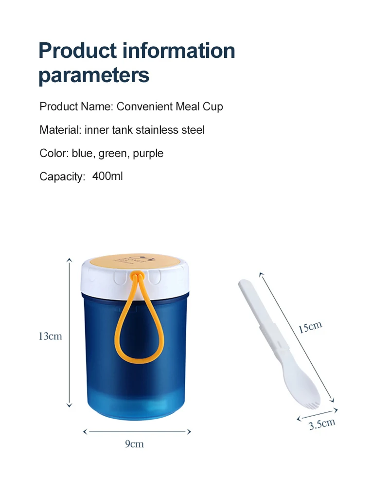 

450ml Soup Box Sealed Leakproof Lunch Box Bento Microwavable Breakfast Can Student School Tableware Food Container Storage