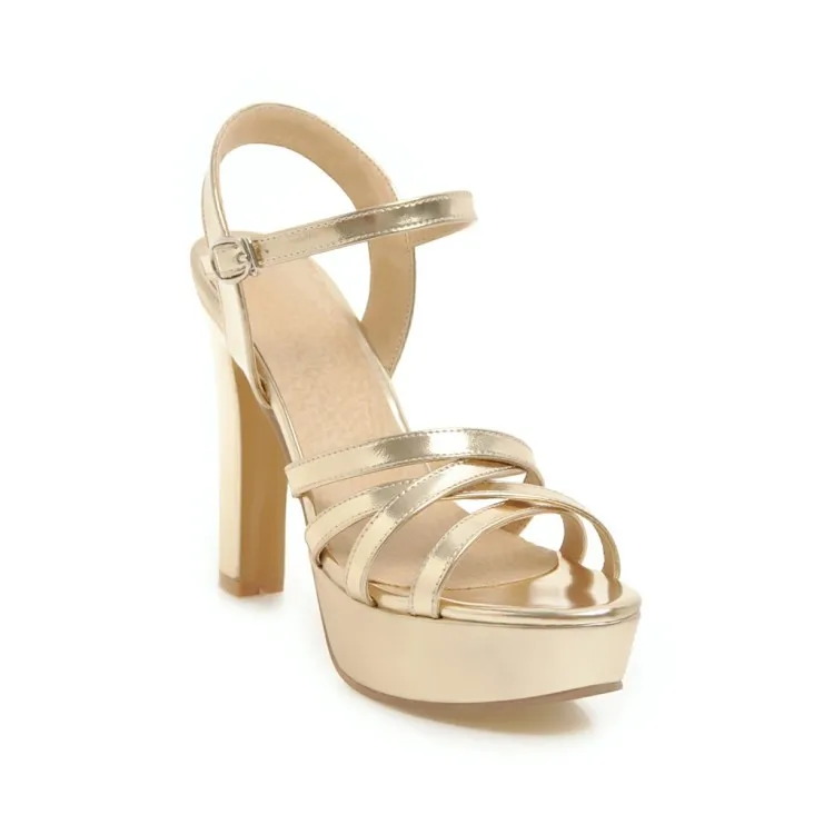 Сандалии женские на высоком каблуке однослойные босоножки с пряжкой туфли