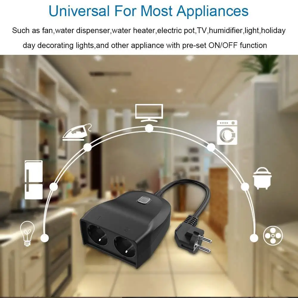 

Smart Socket EU Plug WiFi Voice Control 2 in 1 Outdoor Wall Mounted Waterproof Intelligent Outle Time Switch Socket Smart Scene