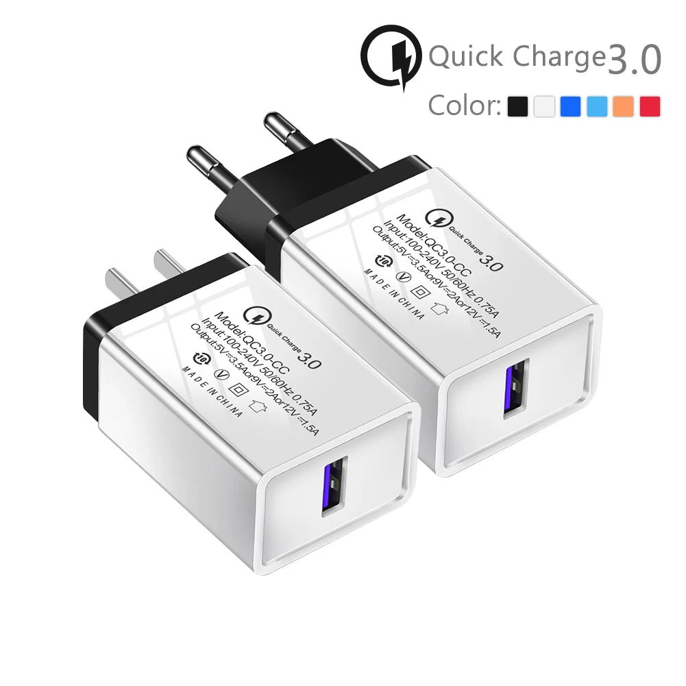 EU/US quick charge 3 0 одно зарядное устройство USB быстрая зарядка мобильный телефон для