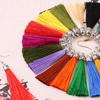 20pcslot 26 colors 6cm small silk tassel cords with metal caps earrings tassel charm pendant fit diy jewelry making findings