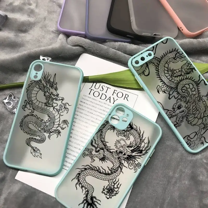 

Dragon chinese style design Phone Case matte transparent For iphone 7 8 11 12 13 plus mini x xs xr pro max cover