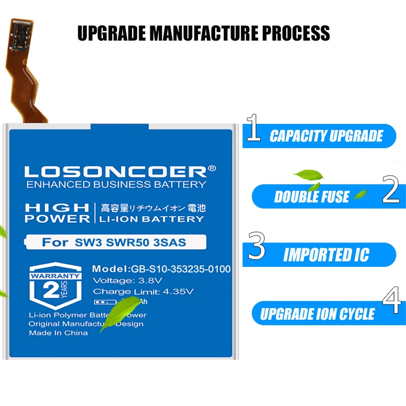 Аккумулятор LOSONCOER GB-S10-353235-0100 800 мАч для SONY SmartWatch 3 SW3 GB-S10 SWR50 3SAS S10 аккумулятор +