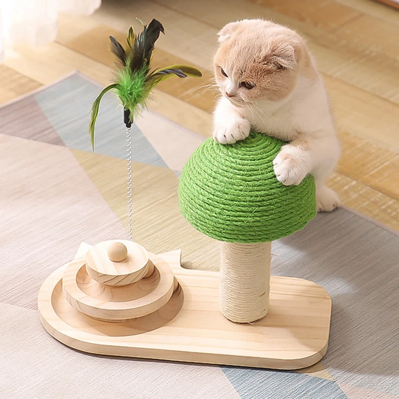 

Kitten Cute Mushrooms Cat Scratch Board Cat Tree Toy with Ball Scratching Post For Cats Climbing Jumping Training Toy Supplies