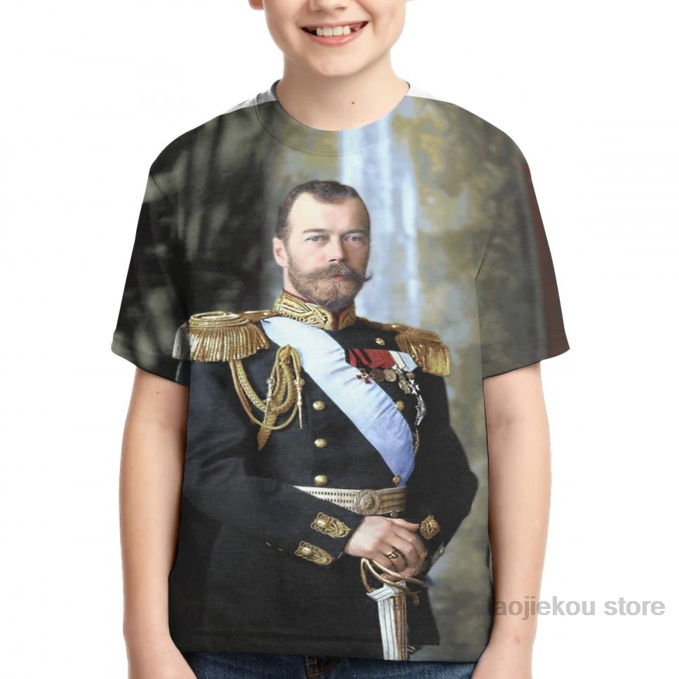 Tsar Nicholas II из России, Мужская футболка, женская модная футболка с принтом для девочек, футболки для мальчиков, летние футболки с короткими рукавами