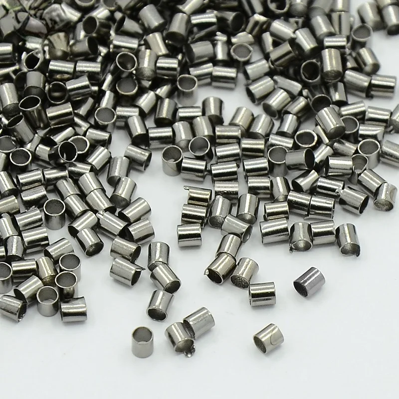 

900PCS Brass Tube Crimp Beads Gunmetal about 2mm wide 2mm long hole: 1.5mm For DIY