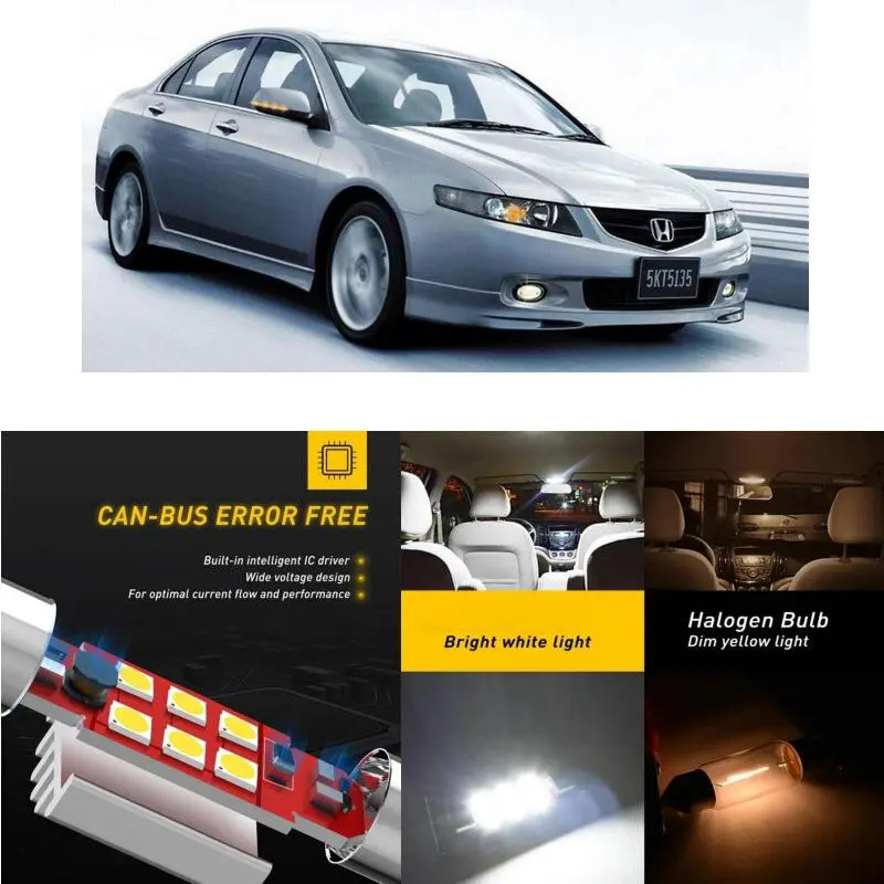 

LED Interior Car Lights For HONDA accord 7 cl cn sedan cm sedan touier cm cn estate car accessories lamp bulb error free