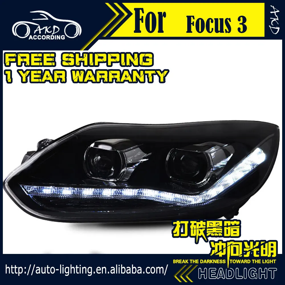AKD автостайлинг фара для Ford светодиодная Focus 2012 2014 3 DRL D2H Hid сигнал поворота Bi Xenon