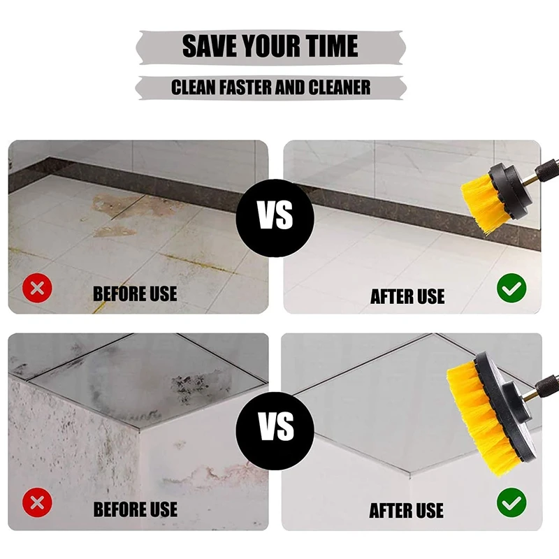 

20Pcs Cleaning Brush Set Bathroom Surfaces Tile and Grout All Purpose Power Scrubber Cleaning Kit Electric Drill Brush
