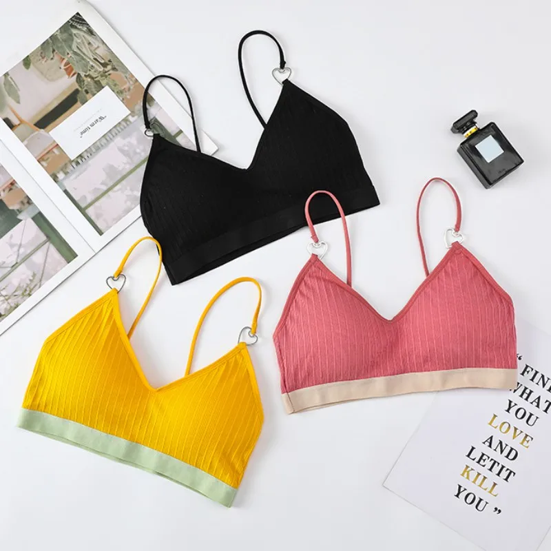 

Women Bralette Seamless Deep V Lace Stitching Color Bra Wireless Thin Underwear Sexy Lingerie Bras Female Underwear