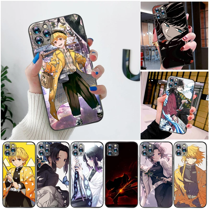 

Demon Slayer Agatsuma Zenitsu Kimetsu No Yaiba Kamado Tanjirou Kamado Nezuko Phone Case For iPhone XS MAX X XR Carcasa Cases