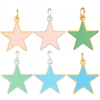 5pcs fashion stainless steel charms star enamel pendant for diy jewelry making moon heart charm necklaces bracelets accessories