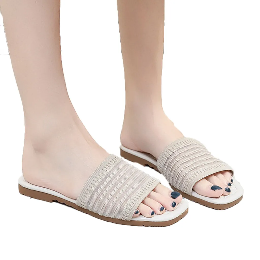 

Brand Women Slippers Summer Slides Open Toe Flat Casual Shoes Leisure Female Beach Flip Flops Big Size 40#g30