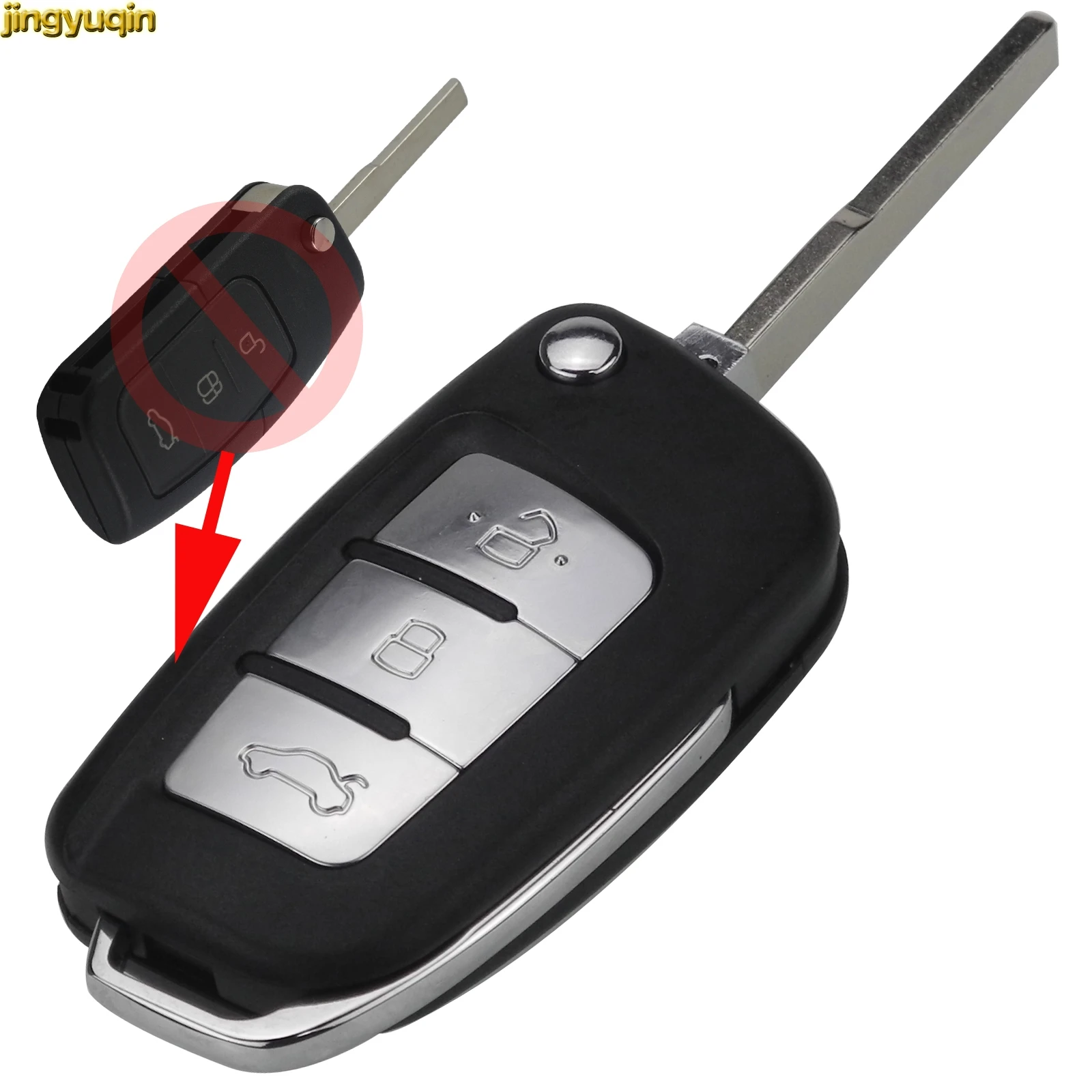 Jingyuqin 3 кнопки Замена ключа автомобиля оболочки чехол для ключей Ford Focus Fiesta 2013 Fob с