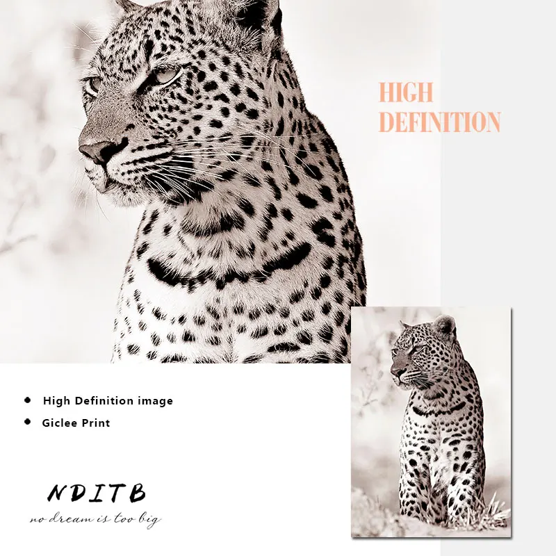 Картина на холсте с изображением леопарда Льва животных плакат в скандинавском