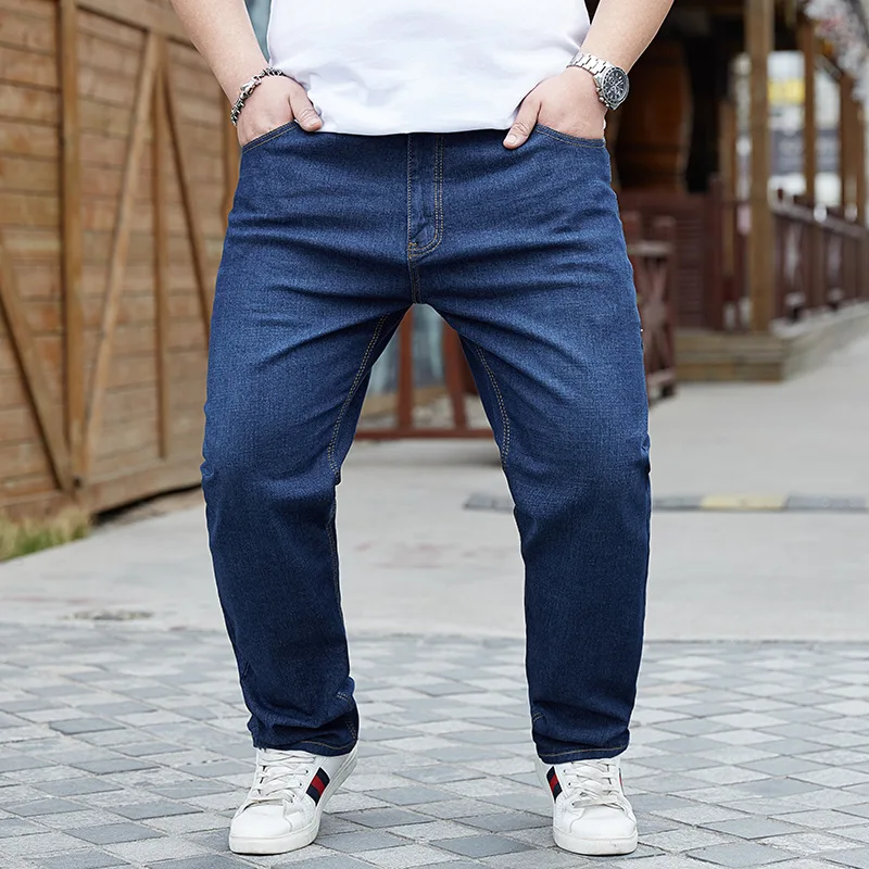 

Free shipping plus size 32-48 Men's Jeans new style Stretch Denim Jeans Straight Fit Trousers Cotton Pants men Large 130kg