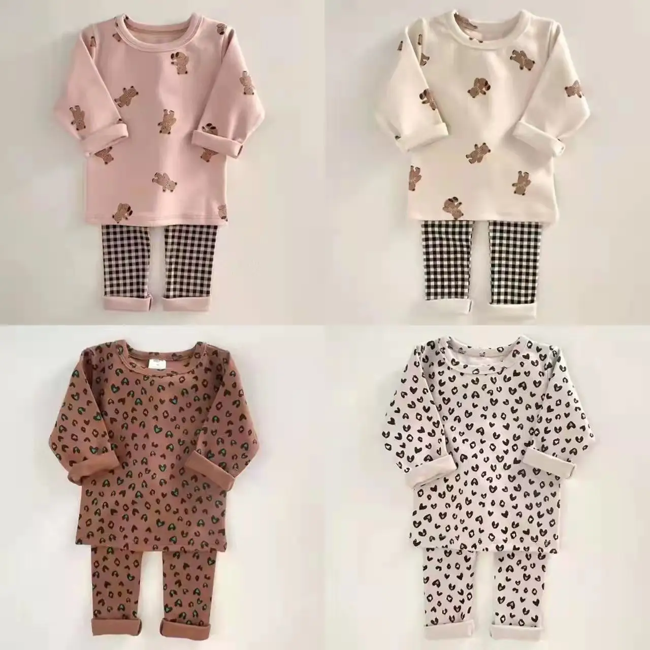 

Осень-зима 2022, удлиненная одежда для малышей, детский пижамный комплект из 100% хлопка, Топ с длинным рукавом для маленьких мальчиков и девочек + штаны, Детская домашняя одежда