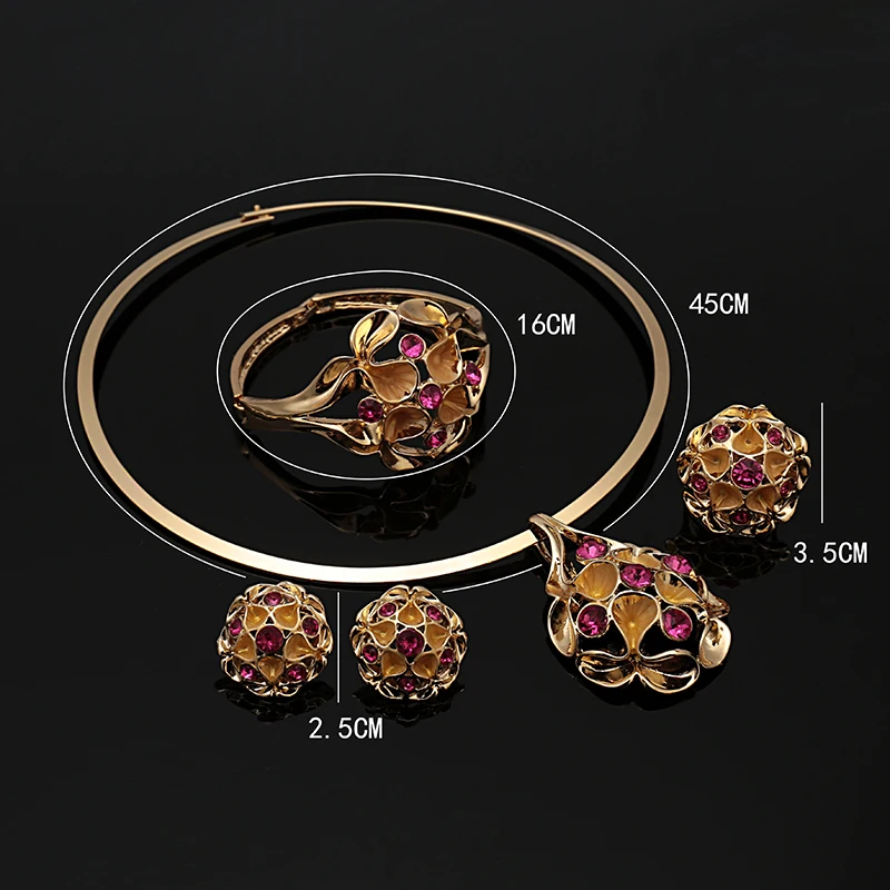 

Fani Dubai Gold Colorful Jewelry Set Wholesale Nigerian Wedding woman accessories jewelry set Fashion African Bridal Jewelry Set