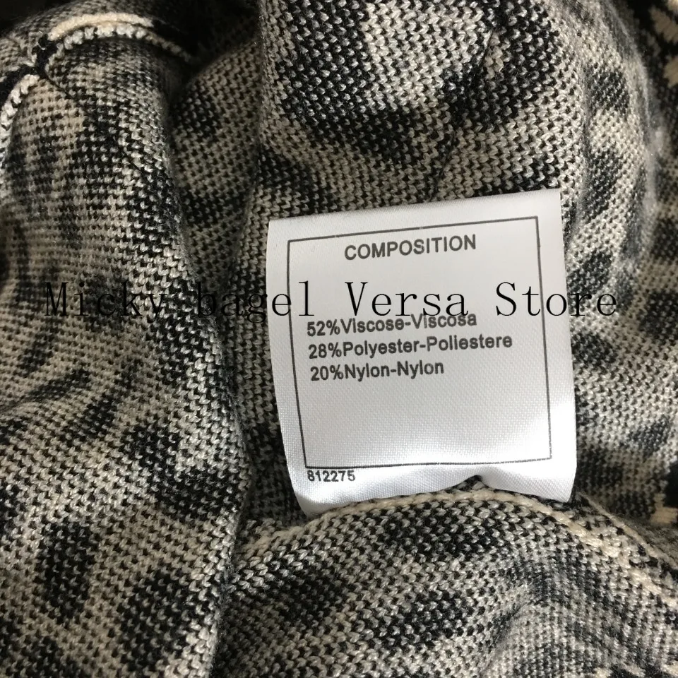 

2021 luxury brand leopard letter printing fashion women's temperament round neck versatile half zipper knitted Long Sleeve Dress