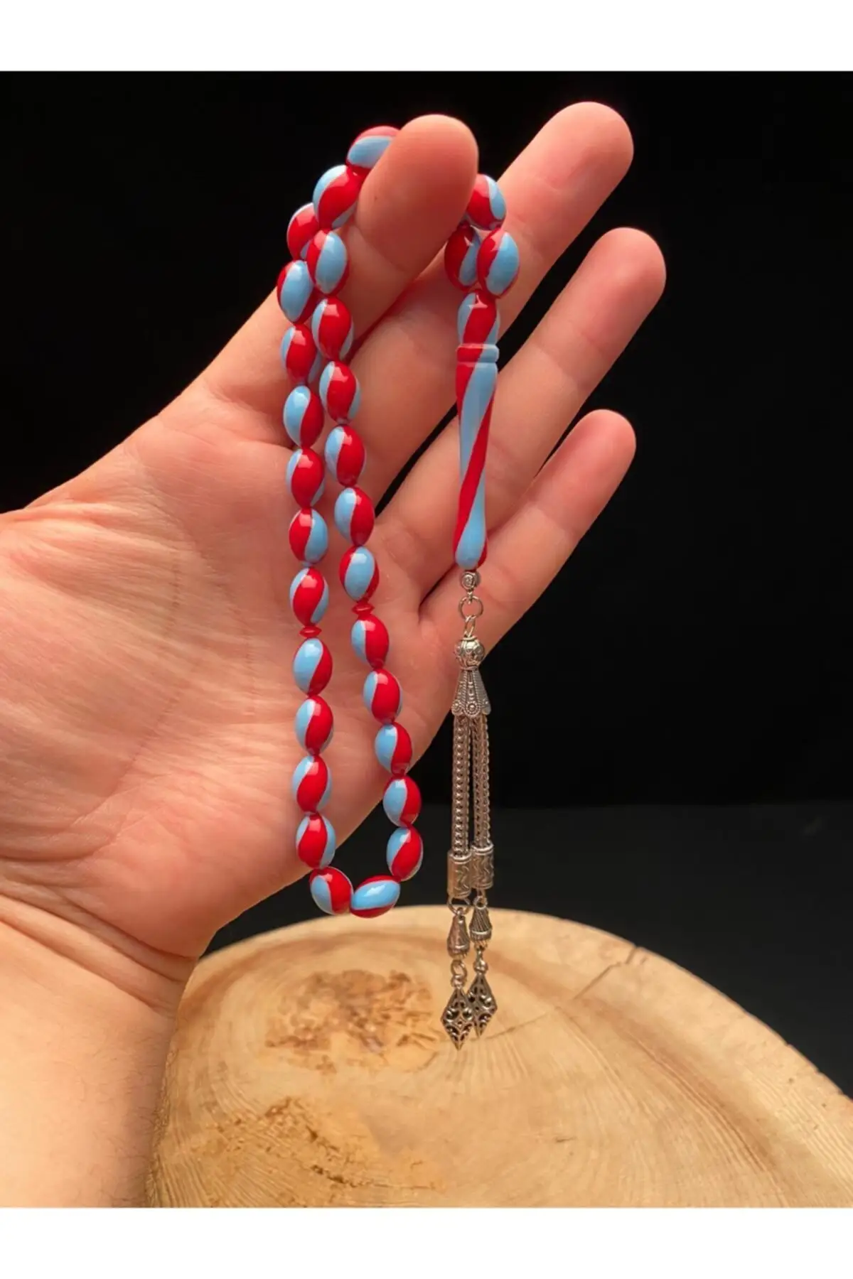 

Burgundy Blue Fragrant Powder Amber Rosary to of Your custom Burgundy-Blue fragrant powder amber prayer beads