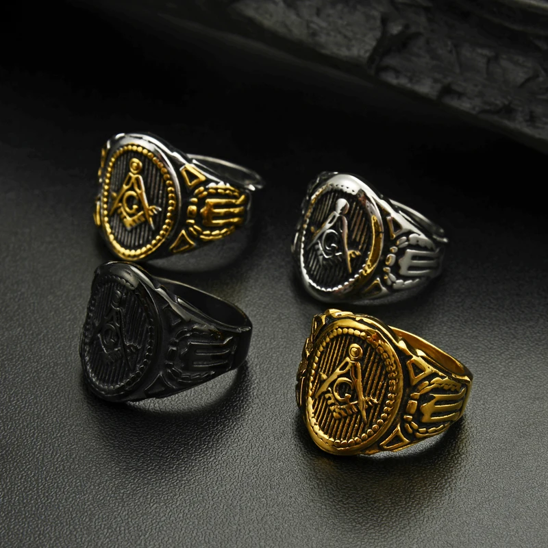 Серебряные кольца в стиле колледжа из нержавеющей стали Бижутерия фремасона для