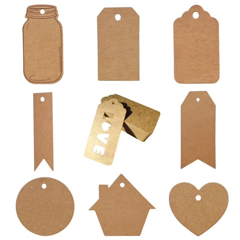 100 шт Чистая крафт-бумага теги несколько шаблонов креативные бутылки платье Love