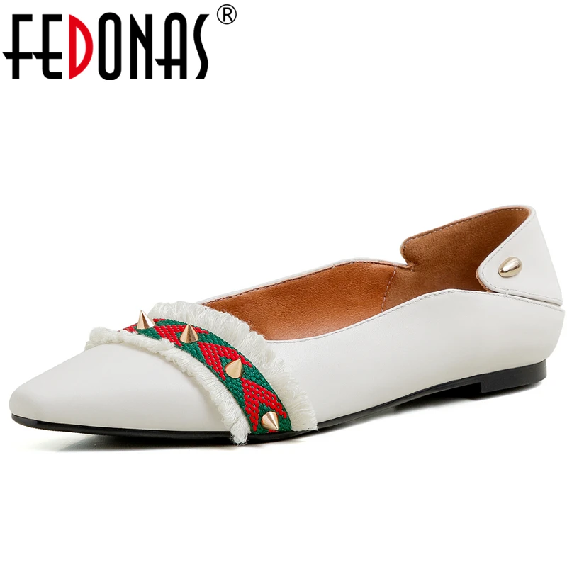 FEDONAS/Новинка 2020 года Женская обувь из коровьей кожи на плоской подошве Модная