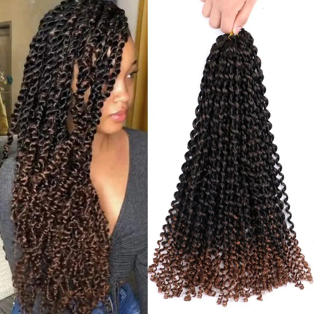 Страсть твист накладные волосы на крючке 18 дюймов синтетические затененные