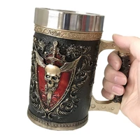 skull sword beer mug cool coffee cup resin stainless steel creative tea water drinkware