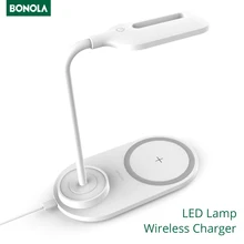 Bonola 10W Wireless Charging LED Table Lamp For Samsung S20/S10/Note10 Fast Wireless Charger For iPhone 11Pro/Xr/Xs/8 Adjustable