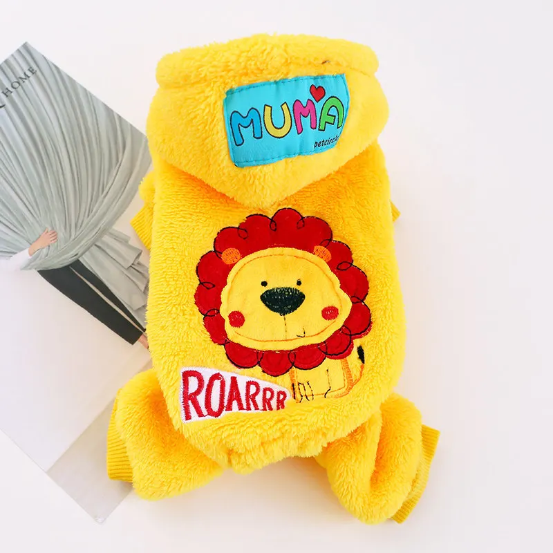 Желтая одежда для собаки из флиса теплый комбинезон собак зимняя пальто щенок