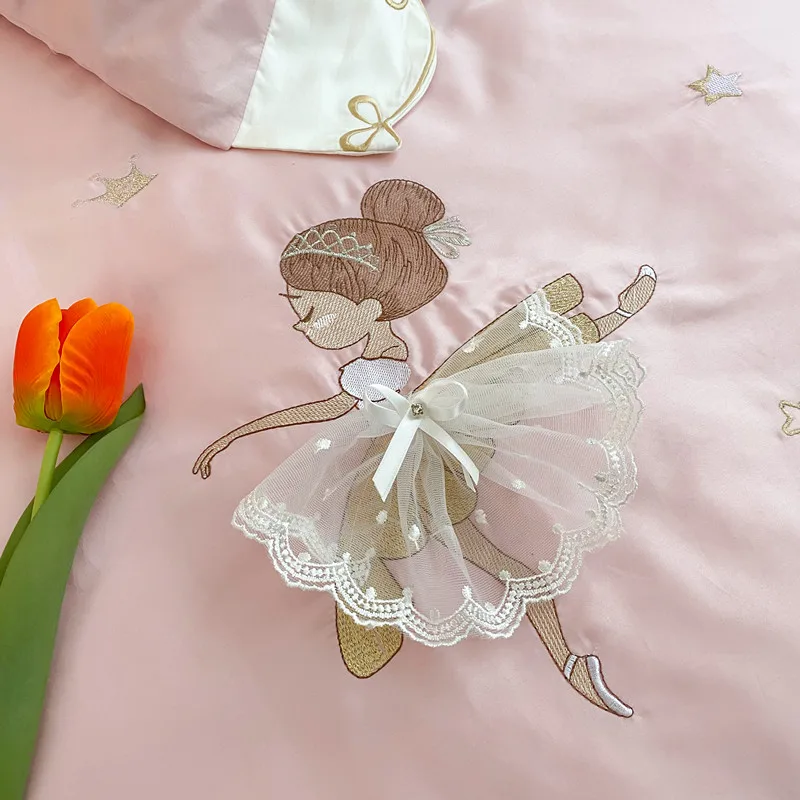 2020 милый набор пододеяльников с вышивкой Королевский размер Египетский хлопок