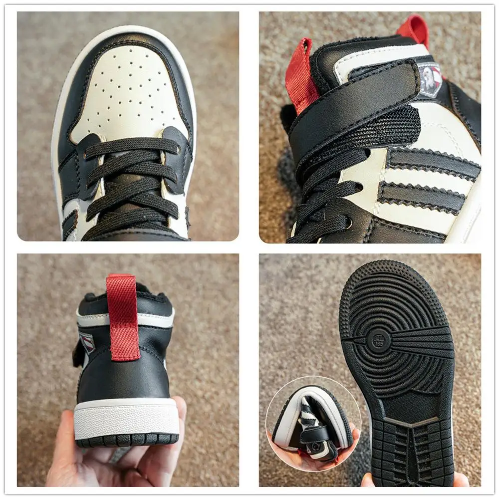 

KINE PANDA Winter Kids Shoes For Boys Sneakers Girls Ankle Boots Children's Flats Skate Shoes Warm School Student Teens 26-37