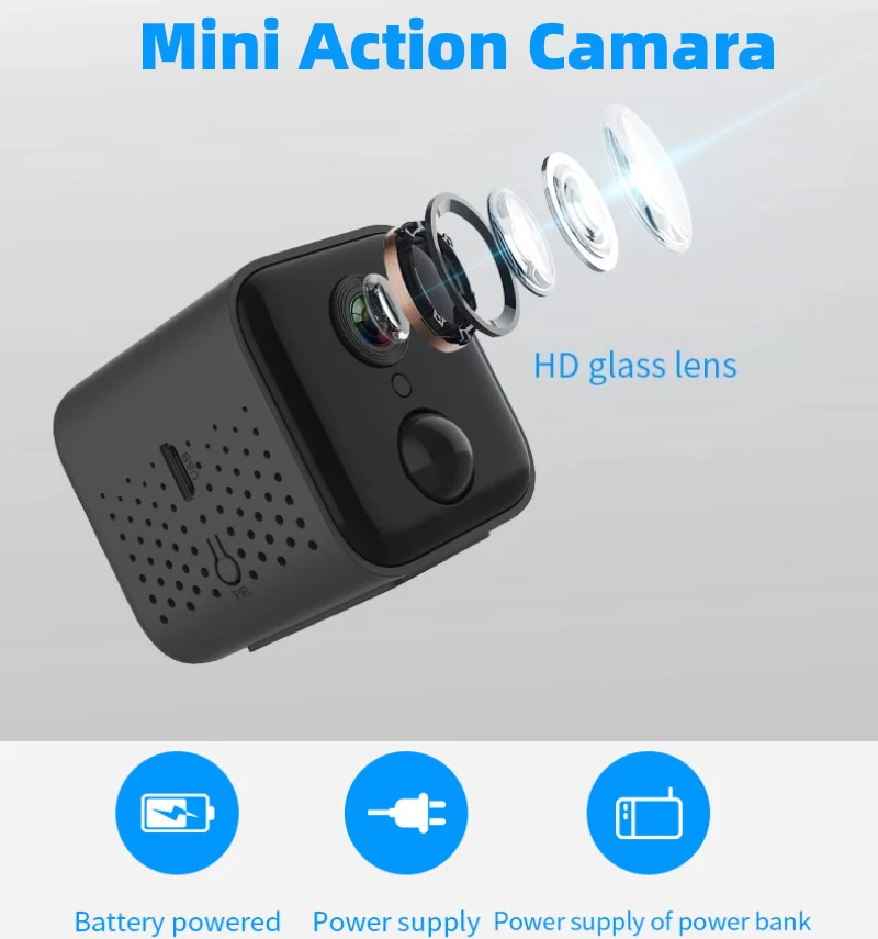Мини камера HD Sport Wifi для улицы и помещения A21 Go Pro Водонепроницаемая Экшн 4k 60fps Wi Fi 360