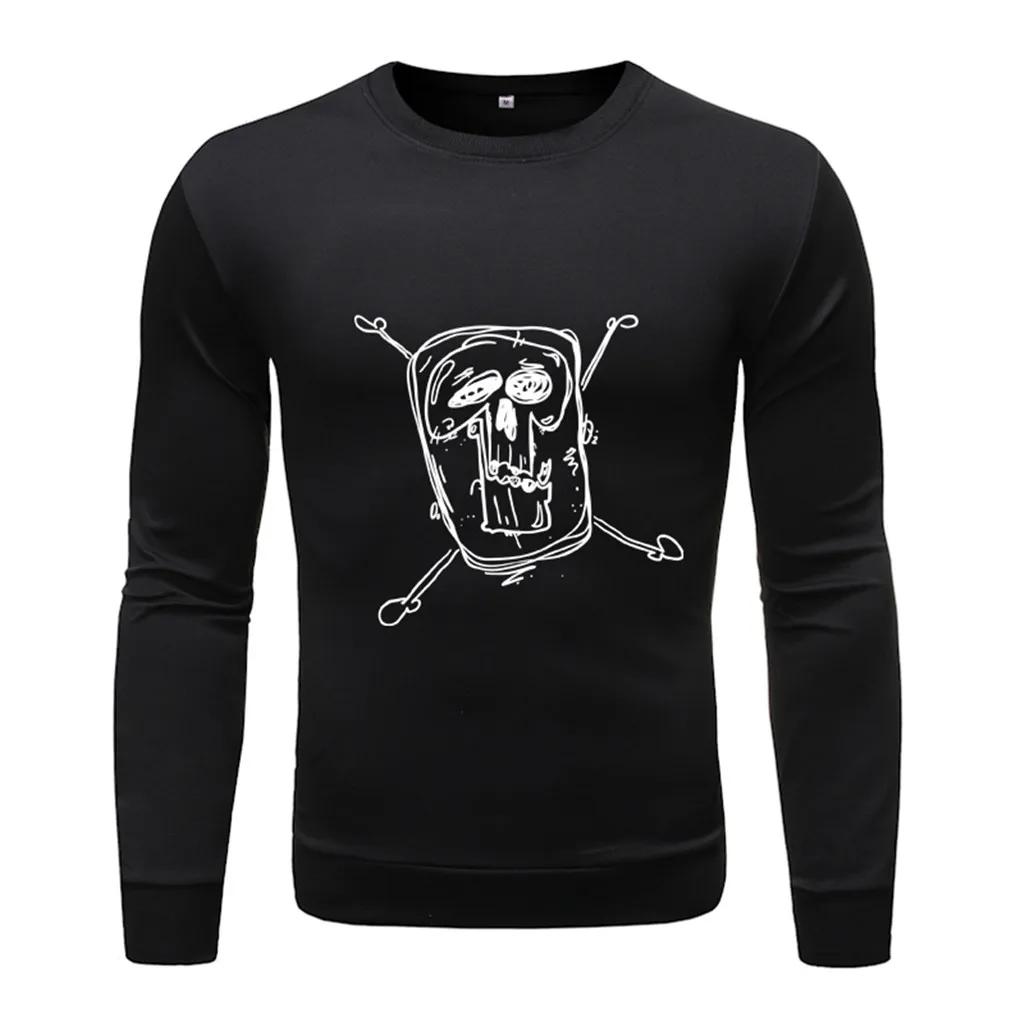 Осенняя мужская футболка с длинным рукавом Мужская длинными рукавами и круглым