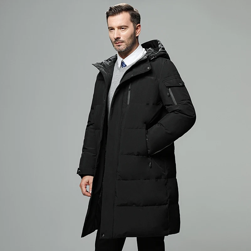

2022 NEW 2021 New Winter Down Jacket Men Winter Coat Business MenWarm Thicken Hooded Overcoat Comfortable Male Solid Color