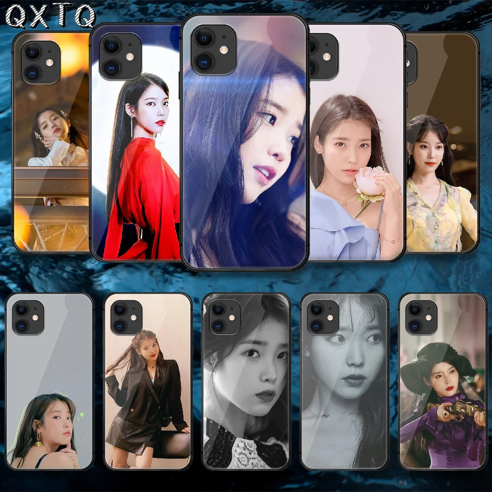 

Cute Kpop Lee Ji Eun Tempered Glass Phone Case Cover For IPhone 5 6 7 8 11 12 S Plus Xr X Xs Pro Max Mini Se 2020 Black Cover