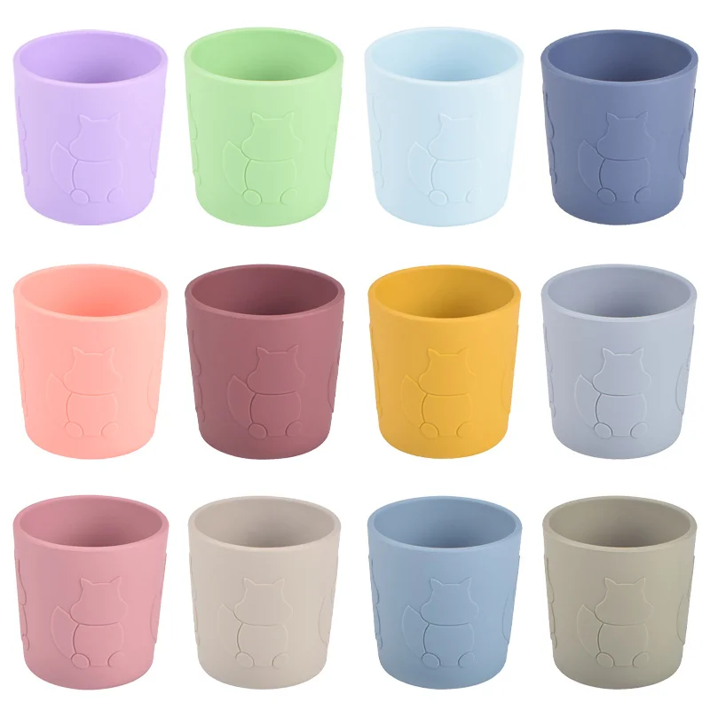 Портативная однотонная чашка для кормления ребенка из пищевого силикона с