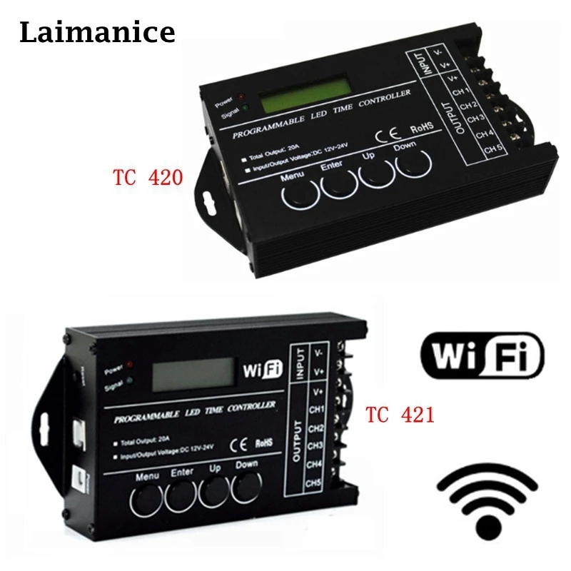 DC12 DC24V TC420/TC421 WiFi программируемый светодиодный контроллер диммер RGB освещение аквариума таймер вход 5 каналов для светодиодной ленты