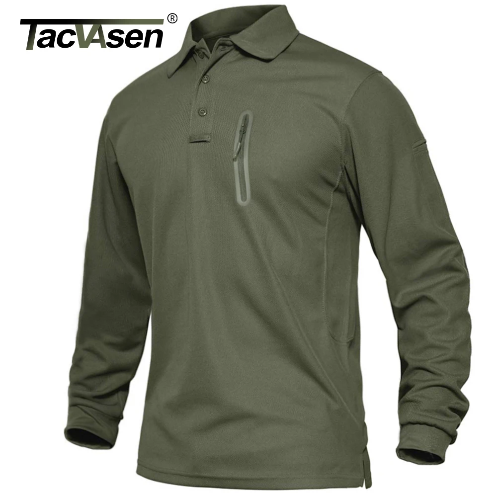 Тактическая Рабочая Рубашка TACVASEN с карманами на молнии мужские рубашки-поло