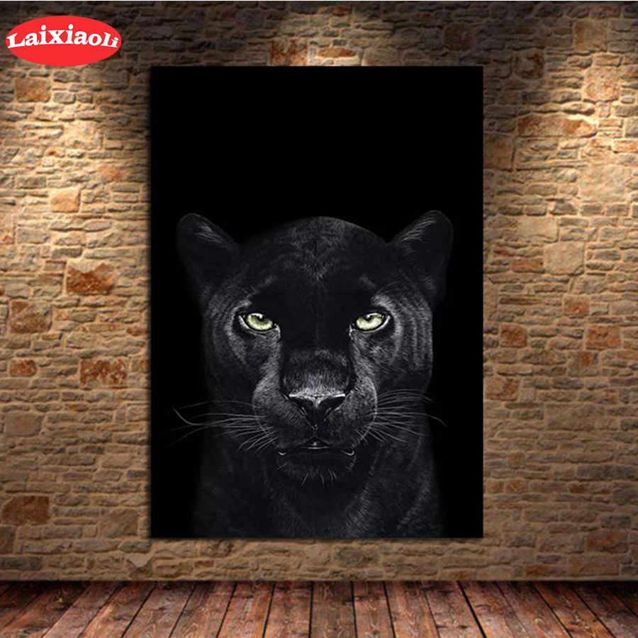 5D круглая Алмазная Современная животная вышивка черной Пантеры алмазная