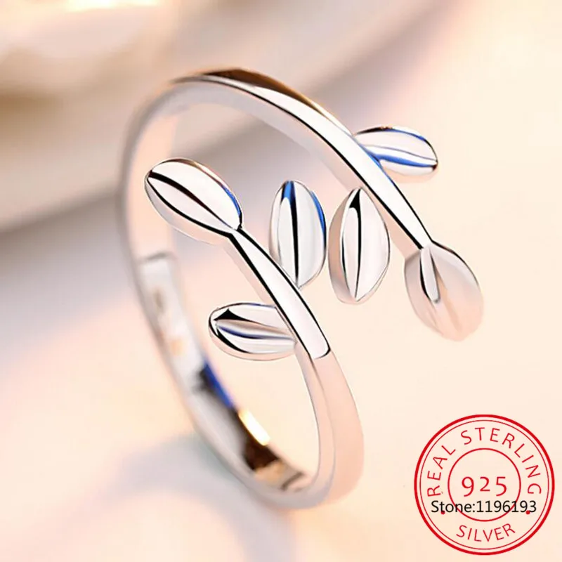 

New 100% 925 Sterling Silver Fashion Women Cute Branch Leaves Rings Size 5 6 7 Wonderful Gift For Girls Teen Lady DS555