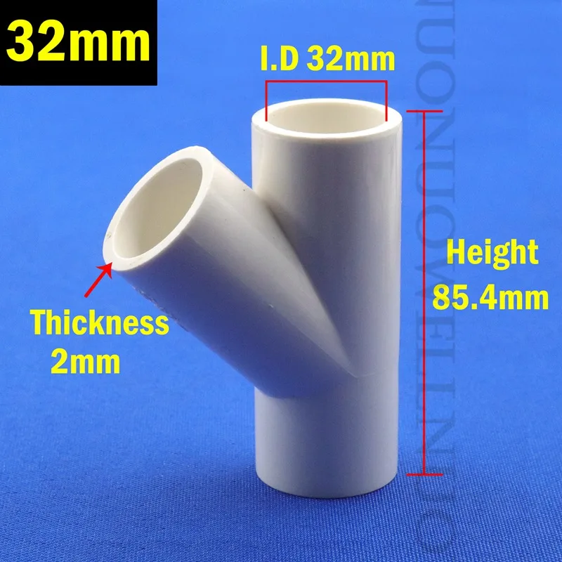 

2 ~ 20 шт. ID 20 25 32 40 мм косый тройник из ПВХ, наклонные на 45 градусов трехходовые соединения, тройники для орошения сада типа Y