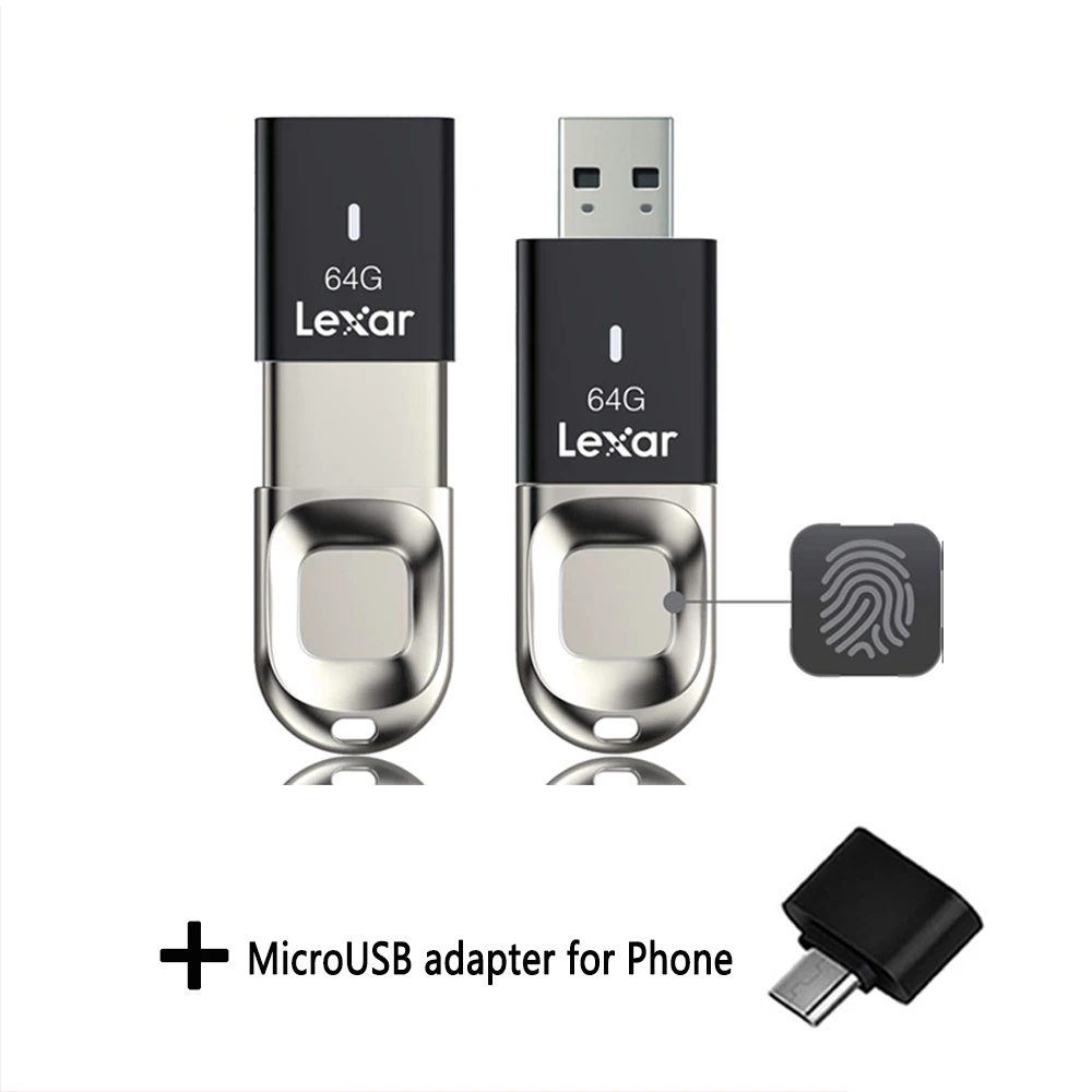 F35-A Lexar флеш-накопитель usb 3,0 64 Гб Распознавание отпечатков пальцев Флешка animado Memory stick F35 Флешка memoria cle usb диск на ключ - Цвет: F35-A