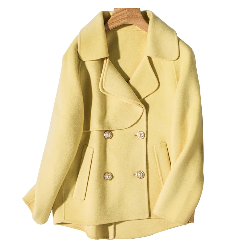 

100% Wool short double-sided woolen coat women's small figure 2020 new winter loose fashion high end woolen coat pure cashmere